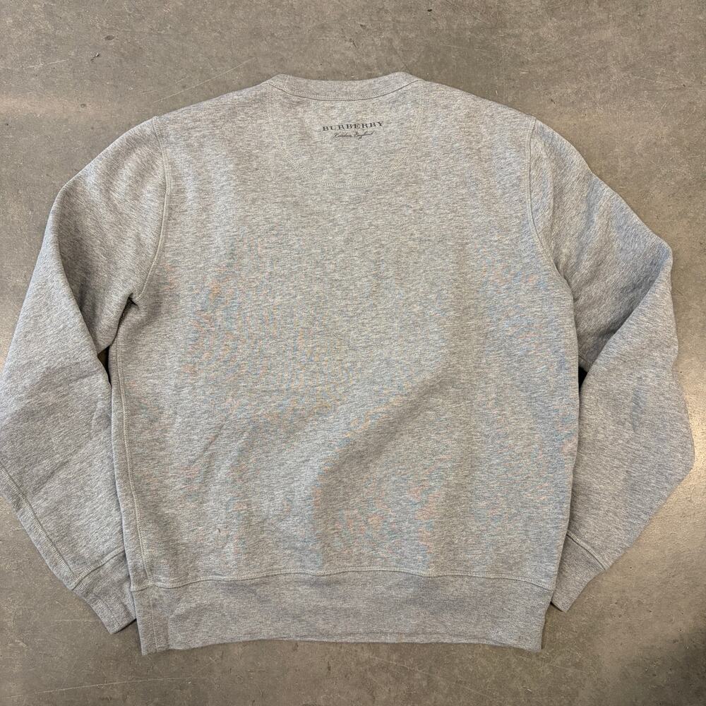 Vintage Y2k Burberry London Rainy Cloud Grey Crewneck Embroidered Sweater Medium - Picture 2 of 6